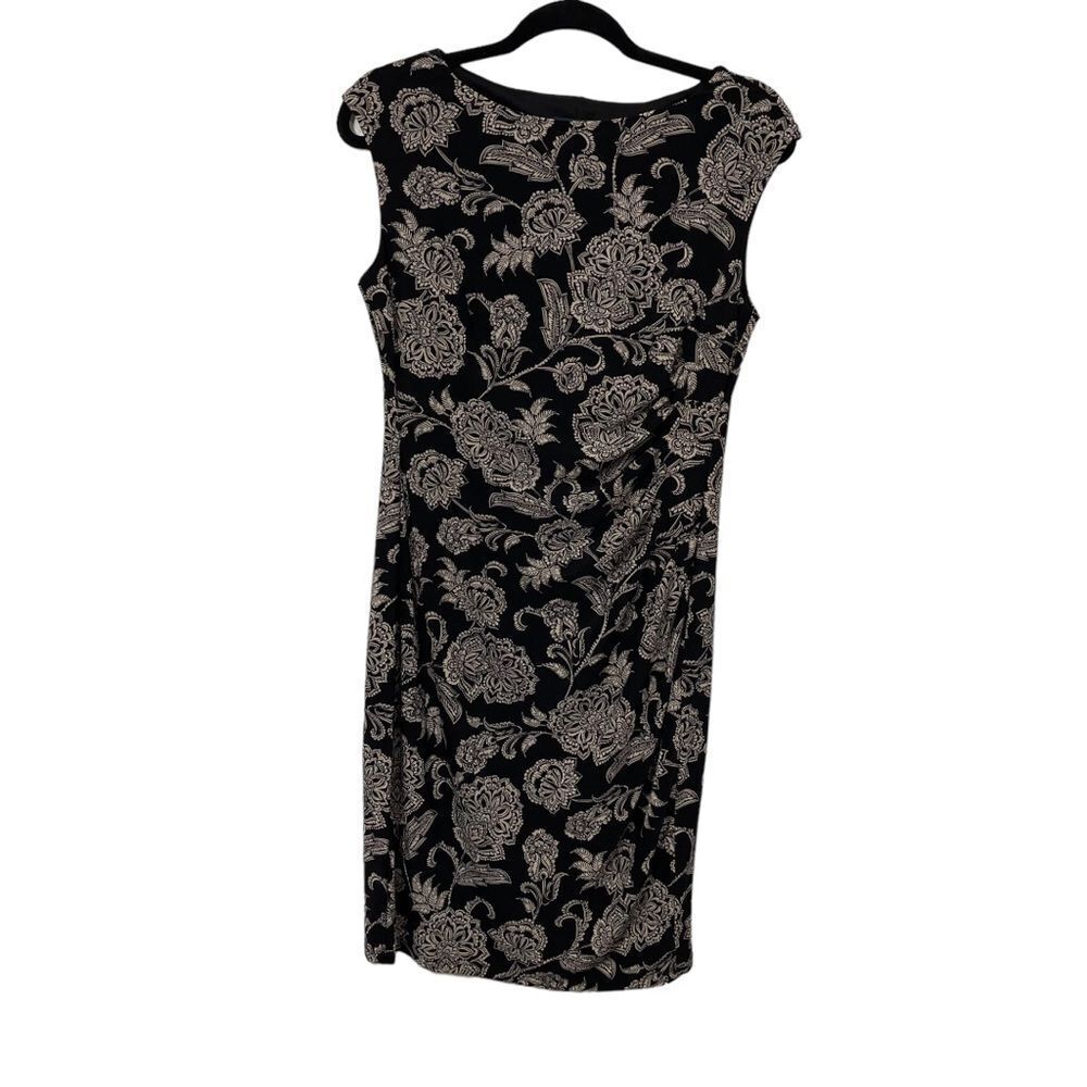 Tommy Hilfiger Womens Black White Cap Sleeve Floral Sheath Dress Size 8 New